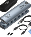 Hassle Free Nvme M2 Enclosure For Usb 3.2 Drives with accessories, aluminum casing, thermal pad, and 10Gbps speed.