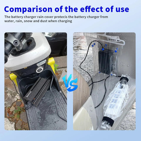 Top Shelf Waterproof Charging Cover For Electric Scooters And Ebikes protects against rain and moisture during charging, with clear design.