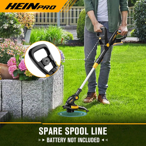 Person using Cordless String Trimmer For DeWalt 20V Max Battery Bare Tool 12 Inch Weed Eater With Auto Line Feed And 6 Spools