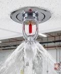 Pro Grade Fire Sprinkler Head 10 Pack Triggers Quick Response Activation At 155F, chrome half inch thread mount in action.