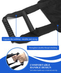 Close-up of durable black handle on Transfer Sling and Gait Belt for Elderly and Disabled with dual grab handles and straps