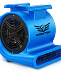 Industrial Air Mover Blower Fan One Point Five HP High CFM Ten Thousand For Quick Carpet Drying Floor Dryers, blue, side view