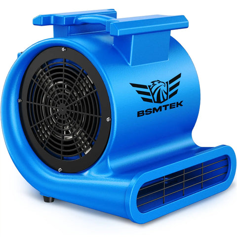 Industrial Air Mover Blower Fan One Point Five HP High CFM Ten Thousand For Quick Carpet Drying Floor Dryers, blue, side view