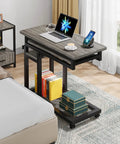 Small Portable Desk With Built In Outlet And USB Ports For Couch Or Bedside Use Height Adjustable Laptop Table On Wheels
