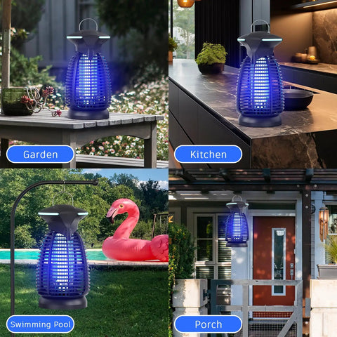 Outdoor Bug Zapper With 4200V High Voltage Insect Killer Waterproof LED Light For Mosquitoes Flies And Gnats in different settings