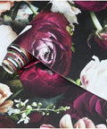 Peel And Stick Floral Wallpaper Rose Daisy Removable Mural For Walls Easy No Mess Vinyl Wall Decor In Black Pink Purple Wild Garden Pattern Renters Friendly 17.7In By 32.8Ft close-up of vibrant floral design