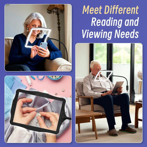 Big Floor Magnifying Glass With Light And Stand 48 LED Lighted Adjustable Height Floor Magnifier Lamp used for reading and crafts