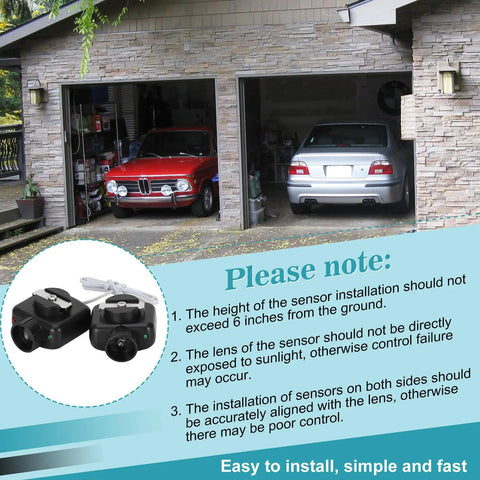 Two Beam Garage Door Opener Safety Sensor Eyes Kit Replacement For LSO50 LDO33 LDO50 installation instructions