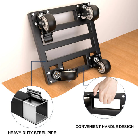 Heavy Duty Metal Air Compressor Cart With Dual Locking Caster Wheels Holds Eight Hundred Pounds showing steel frame and handle.
