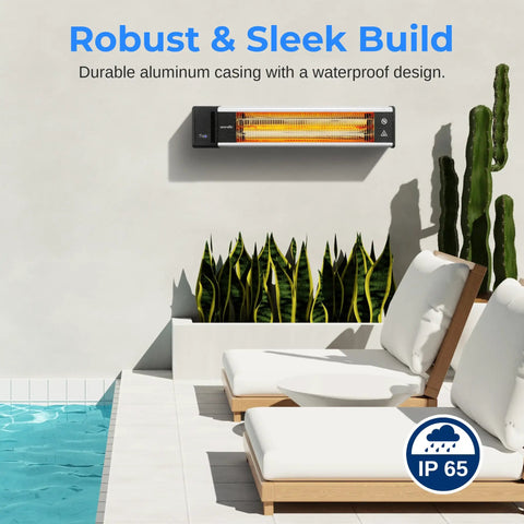 Infrared Wall Mounted Patio Heater With Remote Control, 1500W Instant Heat, Odorless No Propane Needed, Weatherproof IP65