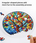 Jigsaw Puzzle Sun Catcher Kit With 83 Pieces DIY Unique Dawn Blossom Sea Design for home decor in progress