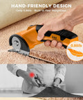 Heavy Duty Cordless Electric Scissors With Led Light Rechargeable Rotary Cutter For Cardboard Fabric Leather Carpet Plastic High Speed Safety Lock 4V Battery Power Hand Tool cutting through carpet with a lightweight design