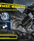 Heavy Duty 16000 Watt Electric Dirt Bike For Adults featuring upgraded hydraulic disc brakes on a wet trail.