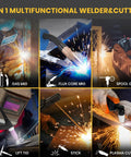 Six In One MIG Welder And Plasma Cutter 160A Gas MIG Flux Core Lift TIG Stick Plasma Cut Combo 110V 220V 35A functionalities