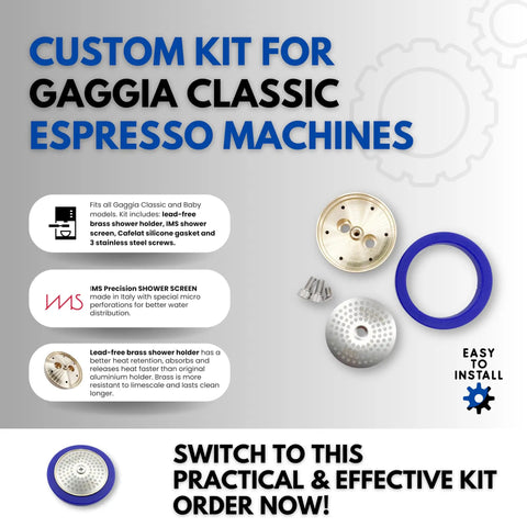 Pro Grade Espresso Shower Screen Kit With IMS Precision Screen, Brass Holder, Cafelat Silicone Gasket And Screws, Polished Finish For Home Coffee Machines