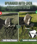 Comparison of Two Pack Folding Camping Stool With Upgraded Latch Buckle showing stability differences on grass
