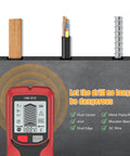 Professional Handheld Wall and Metal Detector Wall Scanner with LCD Screen detecting hidden structures and wires in wall.
