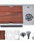 Undermount Bar Sink For Small Kitchens 10 By 18 Inch Gunmetal Black Stainless Steel Wet Prep Sink with dish grid and drain.