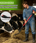 Heavy Duty Garden Pitchfork 42.5 Inch One Piece With Metal Four Tines Fiberglass D Handle Built For Digging Composting Soil Loosening Mulch And Yard Work used in barn