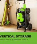 40V Cordless Push Lawn Mower With 21 Inch Steel Deck, 5Ah Battery And Charger, Quiet Brushless Motor For No Gas Yard Work, Long Run Time Up To 60 Minutes On Mixed Grass vertical storage in garage