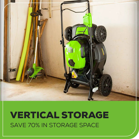 40V Cordless Push Lawn Mower With 21 Inch Steel Deck, 5Ah Battery And Charger, Quiet Brushless Motor For No Gas Yard Work, Long Run Time Up To 60 Minutes On Mixed Grass vertical storage in garage