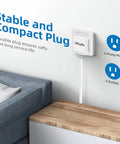 Ultra Slim Flat Plug Extension Cord With Six Foot Cable Three Grounded Outlets for home office shown behind furniture