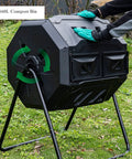 Dual Chamber Outdoor Tumbling Compost Bin With Lid, Rotating Compost Tumbler For Garden, Kitchen Or Yard Waste, 160L 42 Gallon