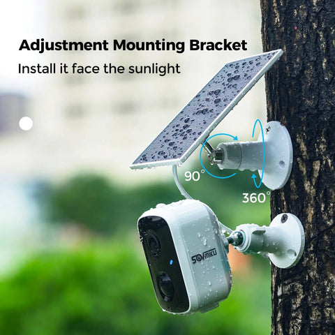 Power Up Your Outdoor Security Cams With This Ultra Efficient 5V Solar Panel 23 Percent Energy Conversion installed on tree