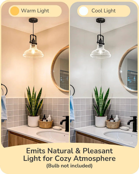 Killer Matte Black Pendant Light With Handcrafted Seeded Glass Shade For Kitchen Island Dining Table Bringing Serious Farmhouse Vibe To Your Daily Setup Today in warm and cool light settings.