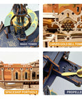 3D Wooden Puzzle For Adults Whale Ark Model With Mechanical Motion And Ocean Sounds DIY Building Kit For Creative Home Decor And STEM Projects In Starlight Blue, Eight To Ten Hours Assembly, Challenging Yet Rewarding, wooden tower detail