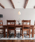Kiven Instant Light Conversion Kit for 4/5/6inch Hole, 1-Light Glass Farmhouse Lighting over wooden dining table.