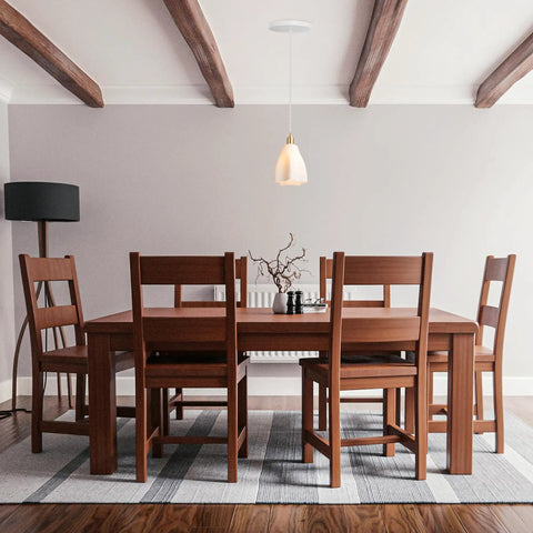 Kiven Instant Light Conversion Kit for 4/5/6inch Hole, 1-Light Glass Farmhouse Lighting over wooden dining table.