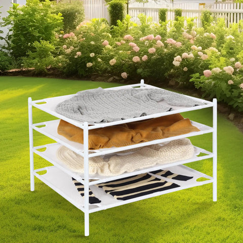 Mesh Drying Rack For Sweaters And Delicates, Stackable Lay Flat Clothes Dryer, No Fuss Portable Indoor Outdoor Dry Rack, 4 Pack White