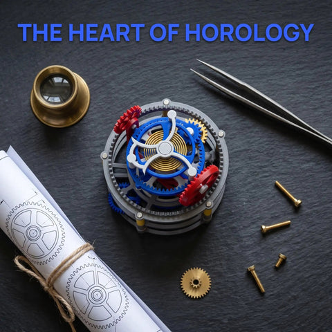 3D Printed Tri Axis Tourbillon Gear Transmission Model For STEM Education Ideal For Classrooms And Gearheads Demonstrates Coordinated Three-Axis Movement Realistic Mechanical Display Durable PET Construction For Education And Display on desk