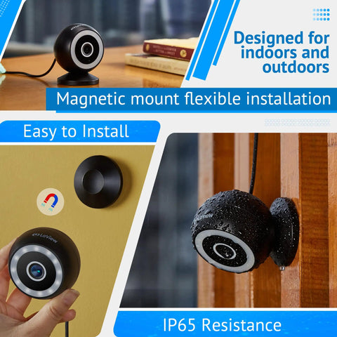 4MP 2K Outdoor Indoor Security Camera With IP65 Weatherproof Housing, Starlight Sensor Color Night Vision shown indoor and outdoor