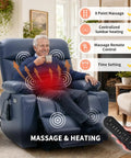 Built Tough Power Lift Recliner Chair With Heat And Massage, Navy Blue, Petite Size Options, Cup Holders, USB-C shown in use