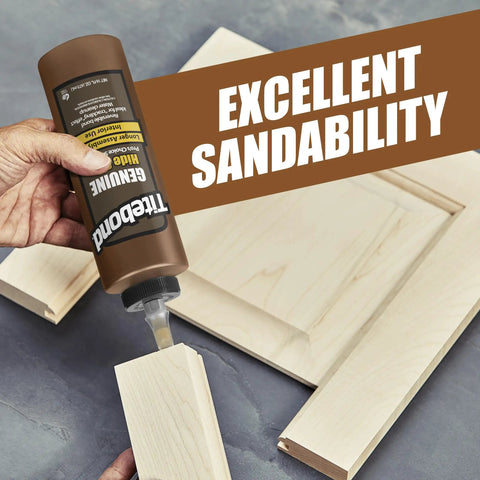 Pro-Level Genuine Hide Glue For Woodworking And Furniture Restoration, 4 Ounce Bottle used on wood pieces for joinery.
