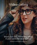 Person wearing Meta Gen 1 Skyler Smart AI Glasses for men and women with 12 MP camera, featured in video calling mode.