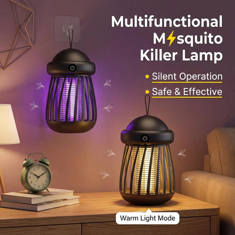 Cordless Indoor Outdoor Bug Zapper With 365Nm UV Light Attracts Mosquitoes Flies Wasps And Moths, Rechargeable Fly Trap With Safety Grid in home setting