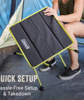 Person setting up Space Saving Outdoor Camp Furniture Set With Chair, Cot, And Table Carry Bag Included Compact 3 In 1 Gear
