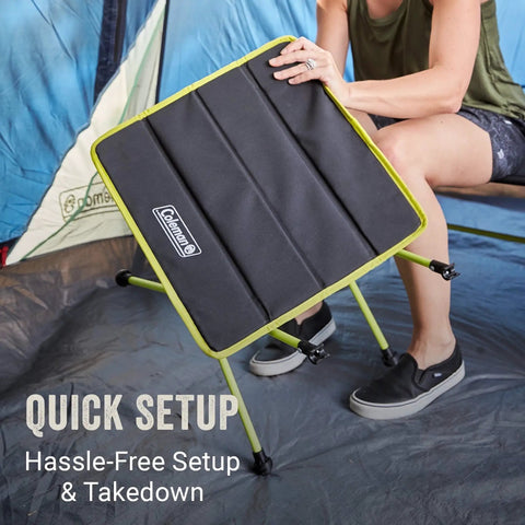 Person setting up Space Saving Outdoor Camp Furniture Set With Chair, Cot, And Table Carry Bag Included Compact 3 In 1 Gear