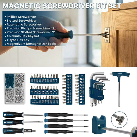 Beefed-Up 220-Piece Home Tool Kit With Toolbox Blue For Home Repairs Auto Maintenance DIY And General Use Heavy-Duty
