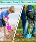 Children using Heavy Duty 16 Inch Beach Shovel Set Of 3 For Kids And Adults, Rugged Plastic Sand Diggers for outdoor fun in sand and garden.