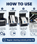 How to use Complete Card Printer Maintenance Kit Compatible With Fargo HDP Models, showing cleaning steps with IPA and adhesive cards.