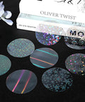 200 Pack 70mm Badge Protective Film In 8 Holographic Styles with Transparent Glitter Coating for 58mm Button Makers