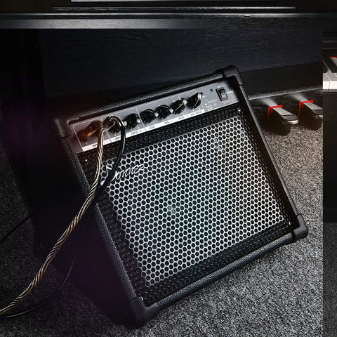 20 Watt Keyboard Amplifier With Dual 8 Inch Woofer And 2 Inch Tweeter AUX In And Two Channel Output in stage setup