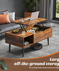 Lift Top Coffee Table With Hidden Storage For Living Room Adjustable Height Up To 6.3 Inches With Sturdy Steel Hinge