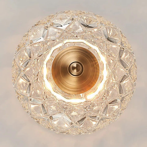 Top view of Antique Style Adjustable Glass Pendant Light Fixture with Brass Hardware for Kitchen Island and Dining Room.