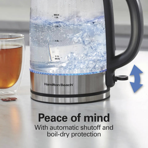 Electric Tea Kettle With 1500 Watts For Fast Boil 1.8 Liter Water Boiler Cordless Serving Auto Shutoff Boil Dry Protection
