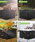 Boss Grade Miter Saw Cover Portable Table Sheet Protector With Beefy 420D Oxford Fabric All Weather Dust Guard Fits Most Planers And Garage Gear Solid Black Size 27 By 24 By 19 Inches shown in four weather conditions.